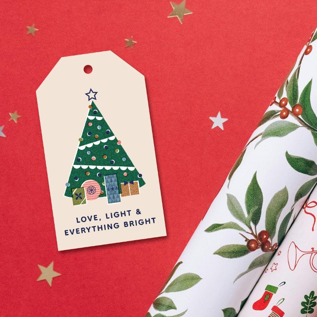 Étiquette cadeau d'arbre de Noël rétro vintage (Créateur téléchargé)