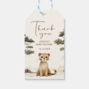 Étiquette cadeau de Baby shower de Lion Aquarelle