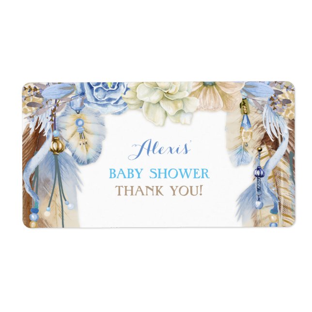 Étiquette Cadeau de Bouteille d'Eau Attrape-Rêve Boho Merci (Devant)