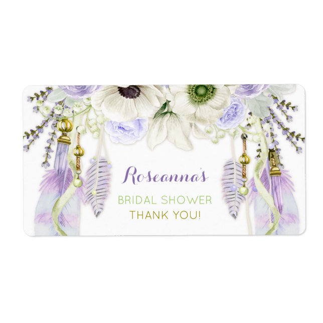 Étiquette Cadeau de bouteille d'eau attrape-rêves Boho Merci (Devant)