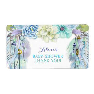 Étiquette Cadeau de bouteille d'eau attrape-rêves Boho Merci