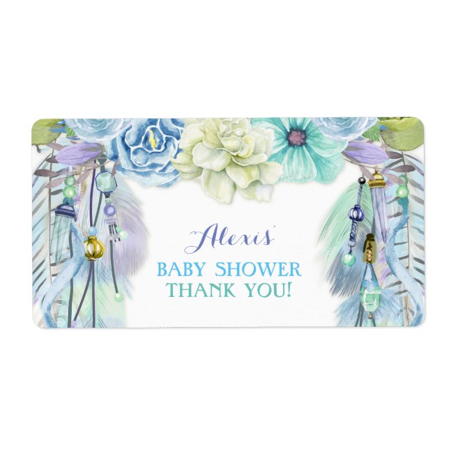 Étiquette Cadeau de bouteille d'eau attrape-rêves Boho Merci (Devant)