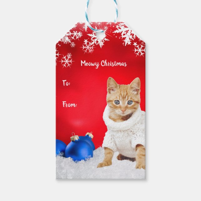Étiquette cadeau de chat de Noël (Devant)
