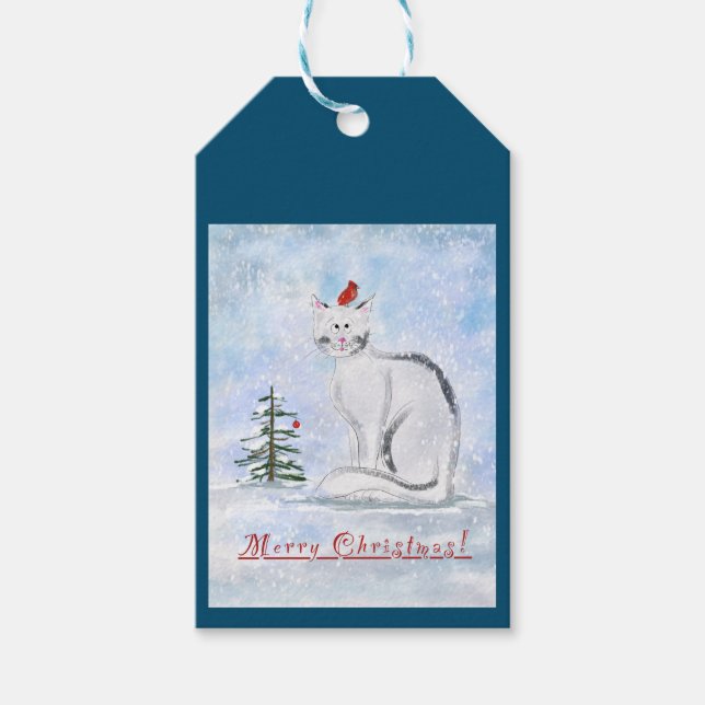 Étiquette cadeau de chat de Noël (Devant)
