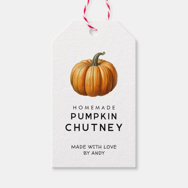 Étiquette cadeau de chutney de citrouille avec cit (Devant)