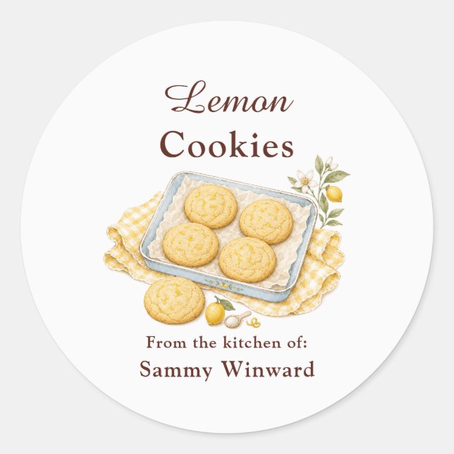 Étiquette Cadeau de Cookie au Citron (Devant)