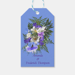 Étiquette cadeau de floraison de jacaranda et bouq