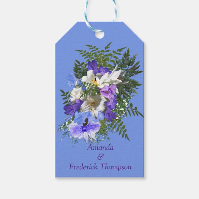 Étiquette cadeau de floraison de jacaranda et bouq (Devant)