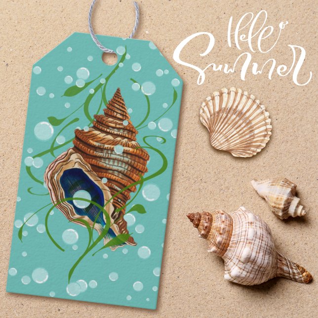 Étiquette cadeau de la bulle Shell Seagrass Escape (Shell Seagrass Bubble Escape Gift Tag)
