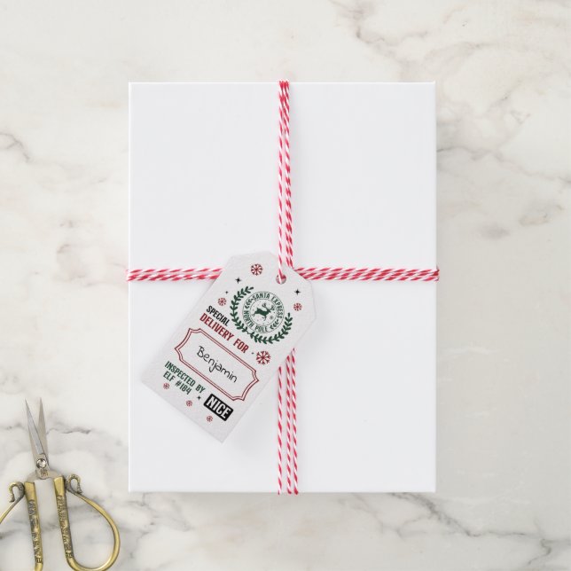 Étiquette cadeau de la part du Père Noël - Inspect (Avec de la ficelle)
