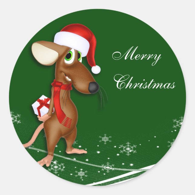 Étiquette cadeau de la souris de Noël (Devant)