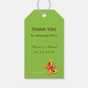 Étiquette cadeau de mariage Brown papillon vert Fa