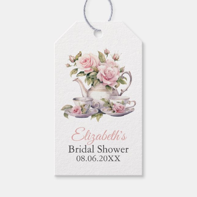 Étiquette Cadeau de Mariage Rose Pâle (Devant)