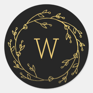 Étiquette cadeau de monogramme brillante couronne