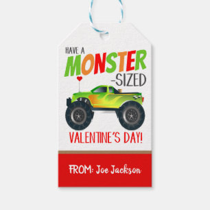 Étiquette cadeau de Monster Truck Valentine