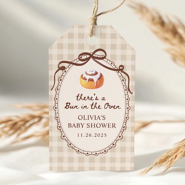 Étiquette Cadeau de Naissance Gingham Boulangerie  (Créateur téléchargé)