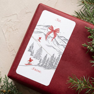 Étiquette cadeau de Noël à flèche rouge de montagn