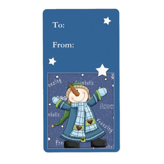 Étiquette cadeau de Noël avec bonhomme de neige et (Devant)