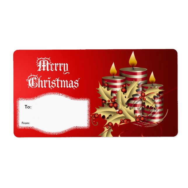 Étiquette Cadeau de Noël Bougies Rouges de Noël (Devant)