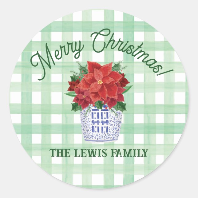 Étiquette cadeau de Noël Chinoiserie (Devant)