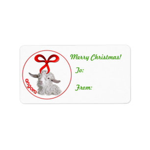 Étiquette cadeau de Noël de chèvre Angora
