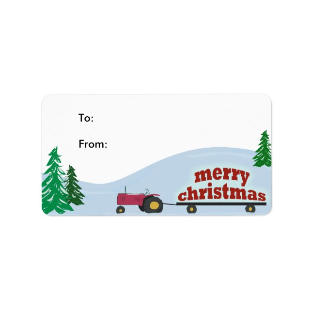 Étiquette cadeau de Noël du tracteur (Devant)