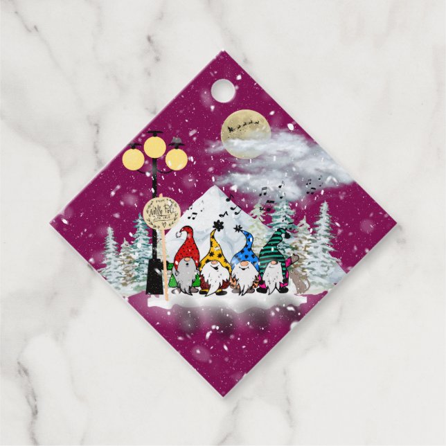 Étiquette cadeau de Noël Elf Quartet (Devant)