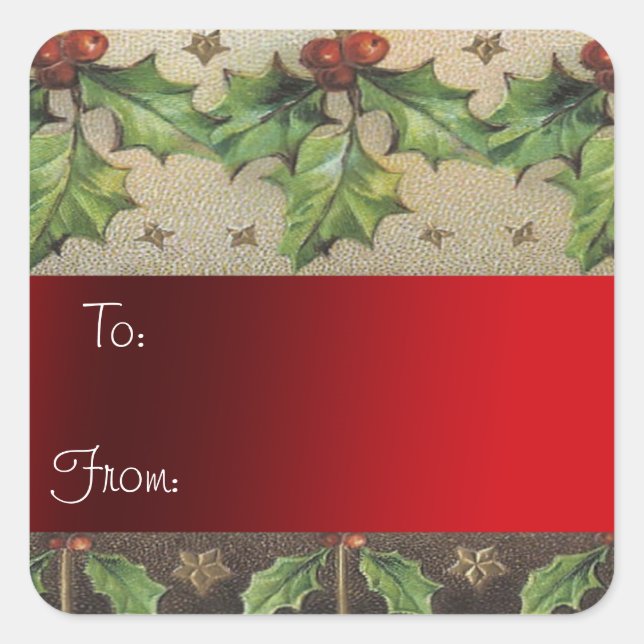 Étiquette cadeau de Noël en papier vintage (Devant)