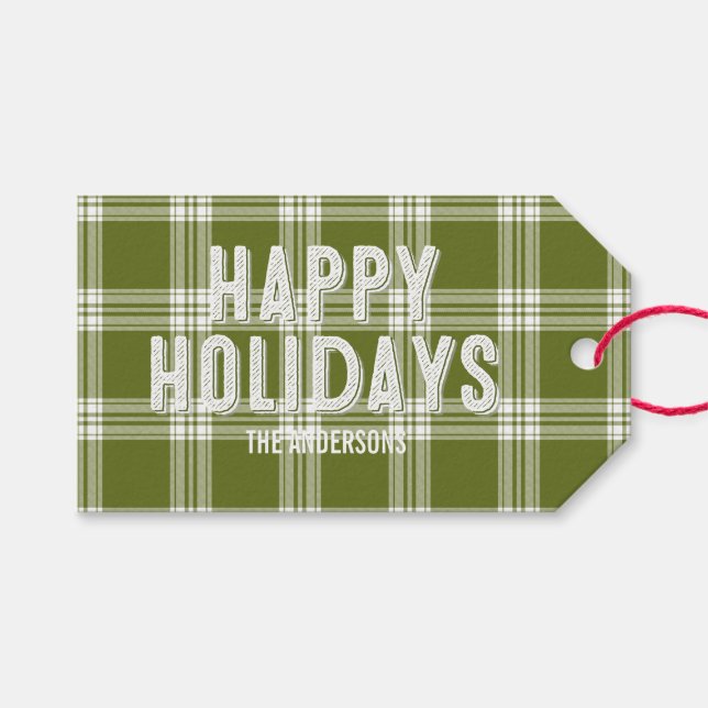 Étiquette cadeau de Noël Joyeux Noël Vert (Devant (Horizontal))