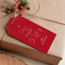 Étiquette cadeau de Noël or Parties scintillant ca