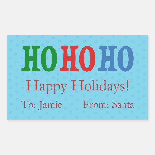 Étiquette cadeau de Noël personnalisé Pois bleu /  (Devant)