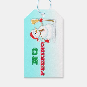 Étiquette cadeau de Noël Snowman No Peeking