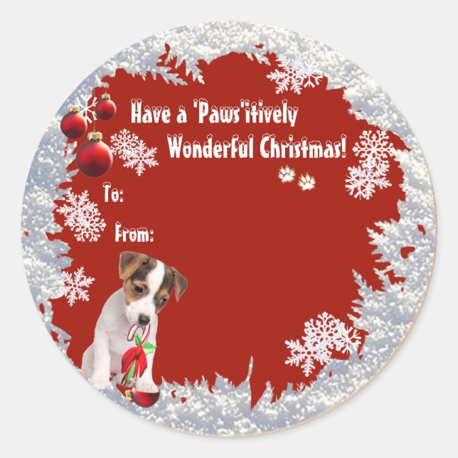 Étiquette cadeau de Noël Sweet Jack Russell (Devant)