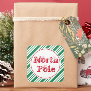 Étiquette cadeau de Noël Vert Pôle Nord