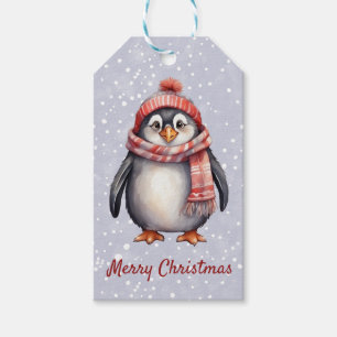 étiquette cadeau de pingouin mignon personnalisé
