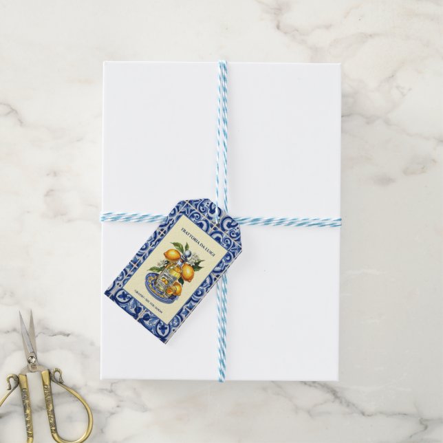 Étiquette cadeau de restaurant italien carrelage s (Avec de laficelle)