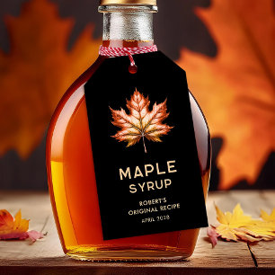 Étiquette cadeau de sirop d'érable avec feuille d'