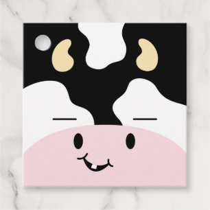 Étiquette cadeau de vaches joyeux d'amis de ferme