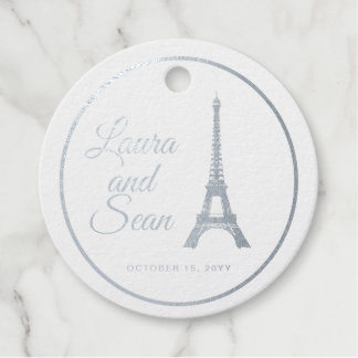 Étiquette-cadeau Décor mariage Eiffel Tower Silver Foil