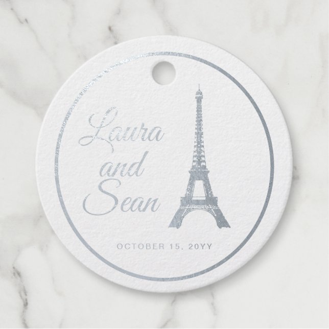 Étiquette-cadeau Décor mariage Eiffel Tower Silver Foil (Devant)