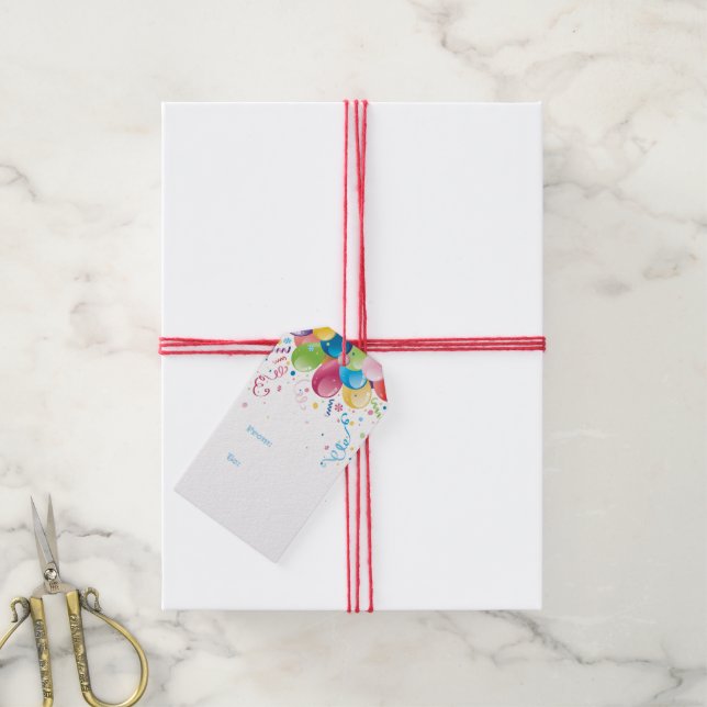 Étiquette cadeau des ballons de fête (Avec de la ficelle)