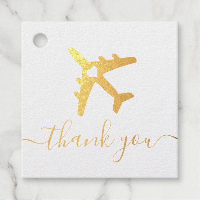 Étiquette-cadeau Destination Mariage avion Voyage Merci (Devant)