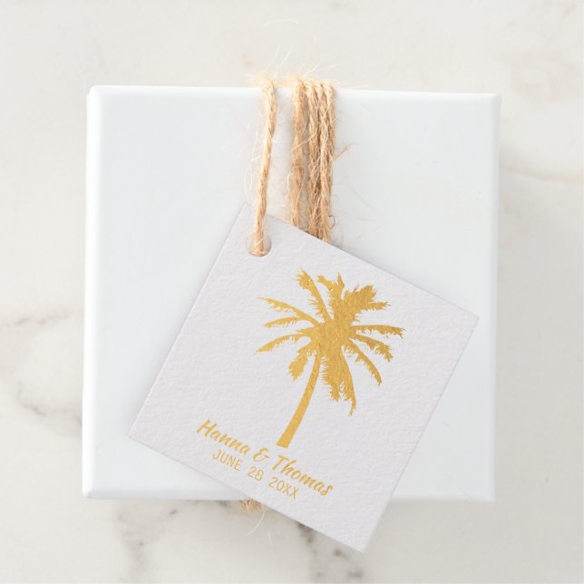 Étiquette-cadeau Destination Palm Tree Silhouette (Avec boite)