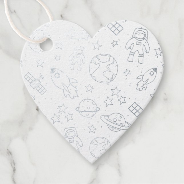 Étiquette-cadeau Doodles spatiaux (Devant)