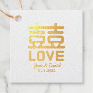 Étiquette-cadeau Double Mariage de bonheur Foil