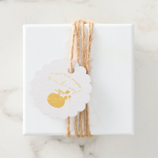Étiquette-cadeau Doux petit Citrouille sur le chemin Baby shower (Avec boite)