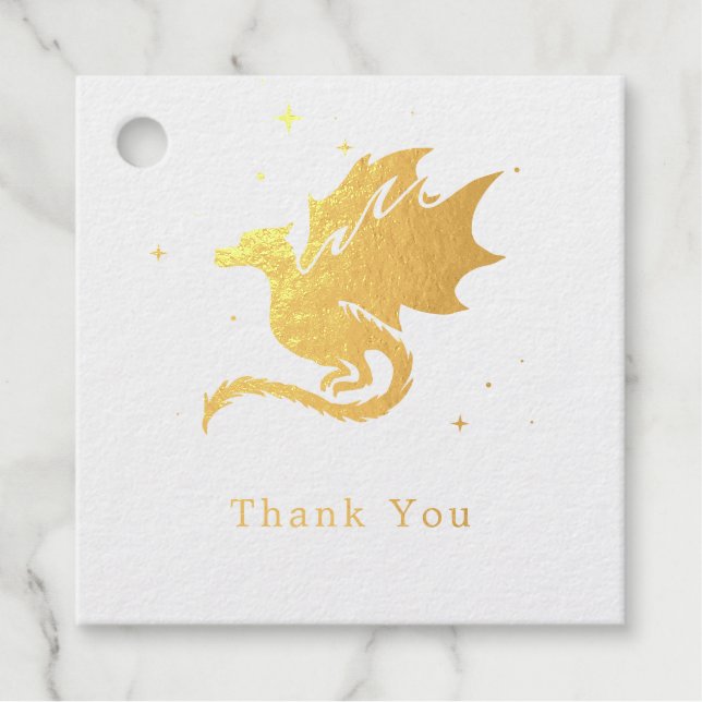 Étiquette-cadeau Dragon et étoiles Merci (Devant)