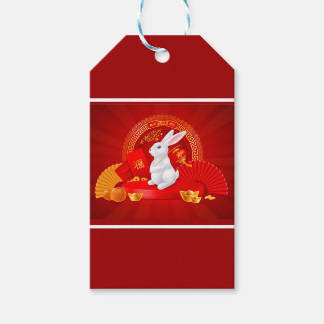 Étiquette cadeau du Nouvel An chinois Lapin (Devant)