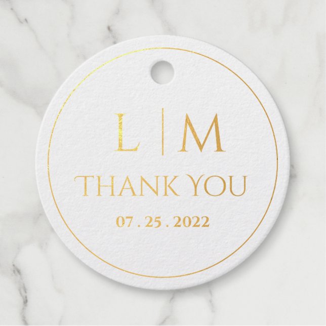 Étiquette-cadeau Élégance Classique texte basé et monogramme Classi (Devant)