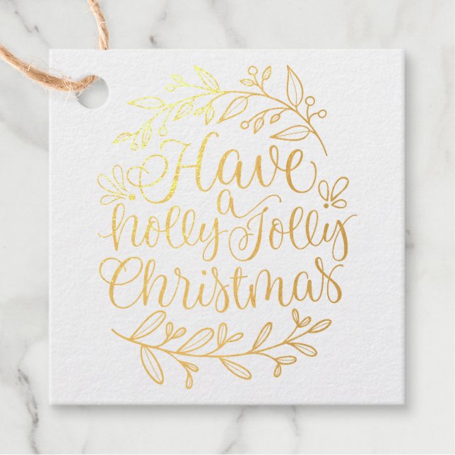 Étiquette-cadeau Élégant Avoir Une Calligraphie De Noël Holly Jolly (Devant)